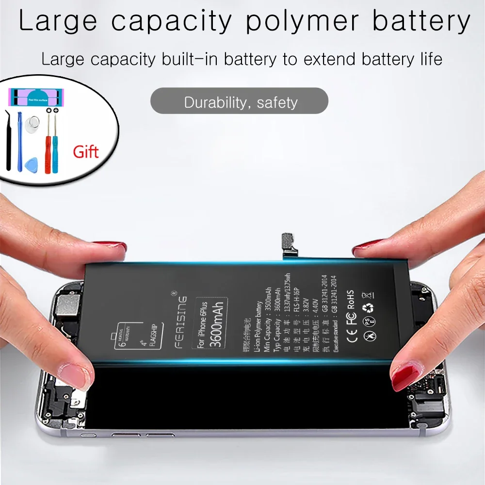 FERISING New upgrade High Capacity Battery For iPhone 6s 6 5s SE 7 8 Plus X XR XS Max 11 Pro OEM Chip Replacement Bateria