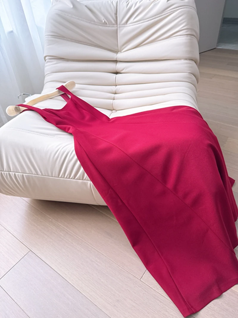 Ele Red Off-oulder Gown Slim Fit Wedding Dr French Sle High Waist Polyester Fiber Low Stretch A-Line Skirt