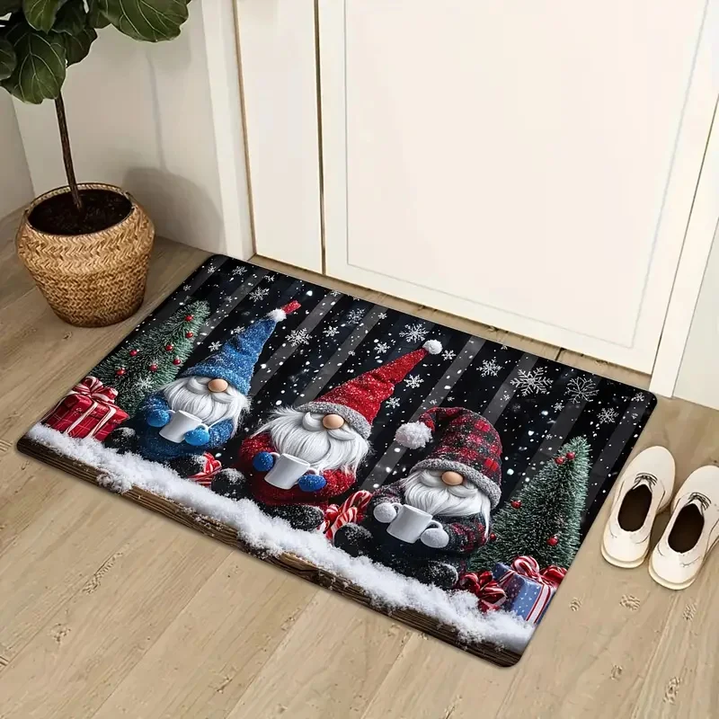 Christmas Tree Santa Claus Elk Christmas Entry Door Floor Mat Festive Decorations Carpet Bathroom Anti-slip Mat Entrance Doormat