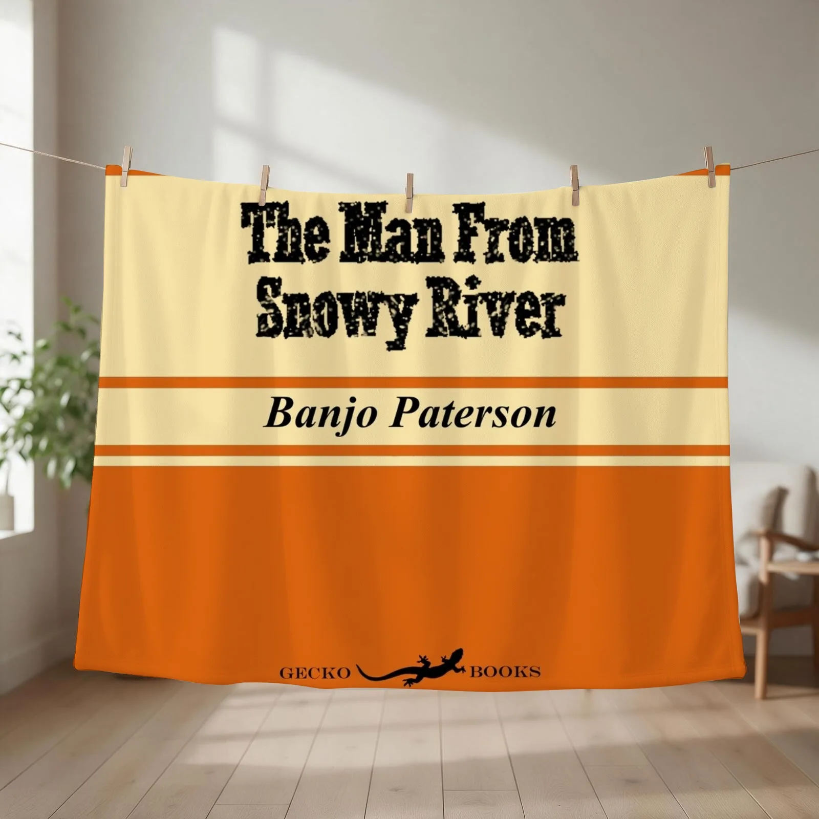 The Man From Snowy River Retro Book Cover Throw Blanket couch cozy soft plush fuzzy picnic outdoor blanket