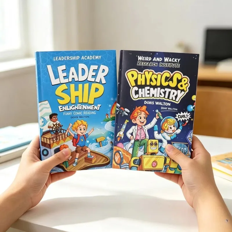 2Pcs Children's Educational Comic Book Leadership Physical Chemistry English Story Book Children's Learning Gift 8-12 Years Old.
