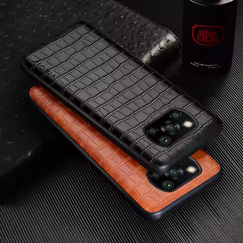 Luxury Crocodile Leather Case For Xiaomi Poco X3 Pro NFC GT Slim Fit Grid Lattice PU Cover for poco x3 pro nfc gt Case