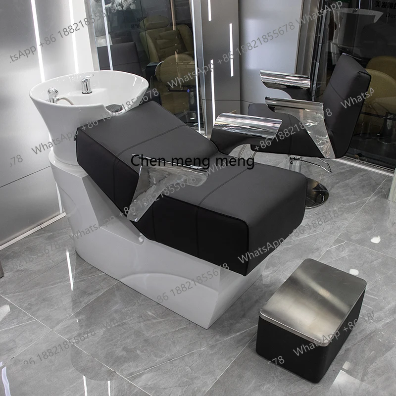 

Hair salon Shampoo bed Hair salon special flush bed Barber shop Thai style full lying ceramic basin half lying