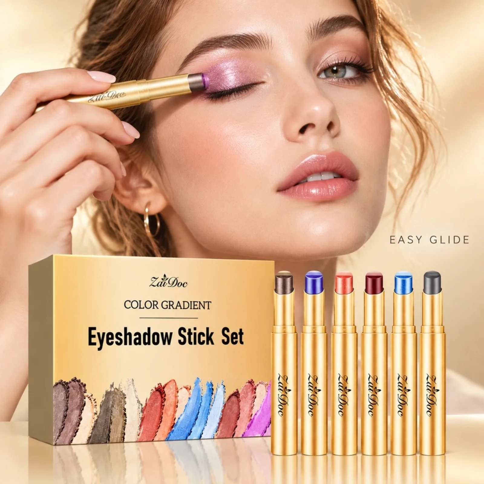 6pcs Multi Color Eyeshadow Stick Set Long Lasting Smooth Blendable Moisturizing Non Drying Beginner Friendly Eye Makeup Women view 3