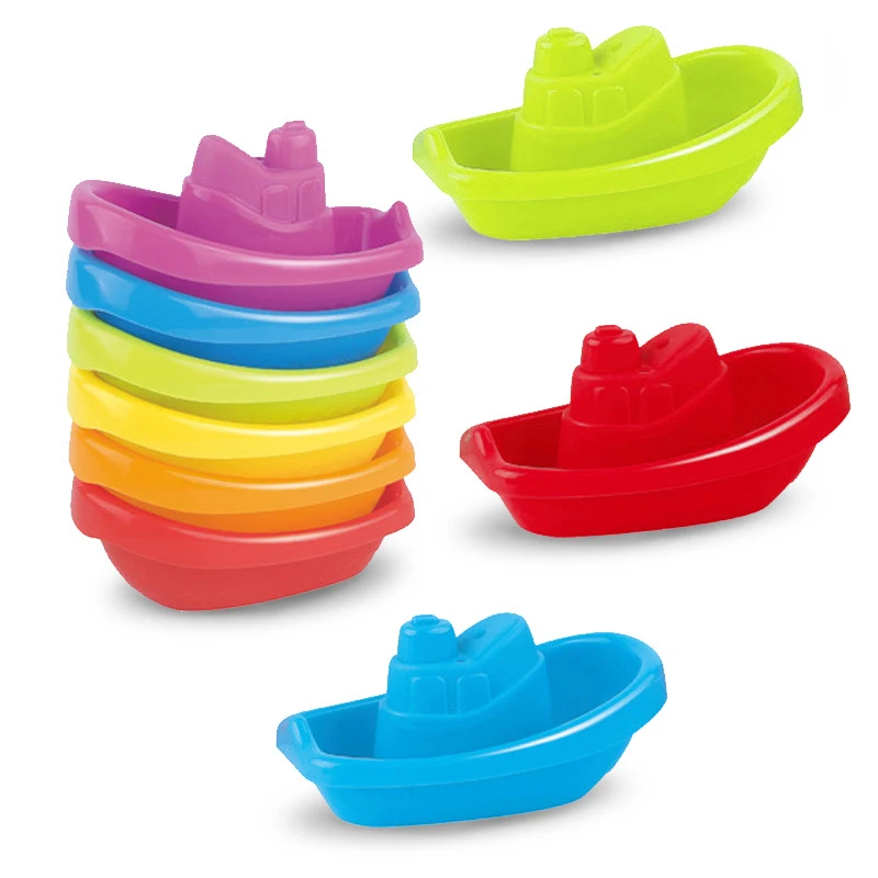 

6Pcs Rainbow Color Stacked Cup Floating Stackable Ship Baby Toy Early Education Intelligence Gift Baby Stacking Boat Bath Toys