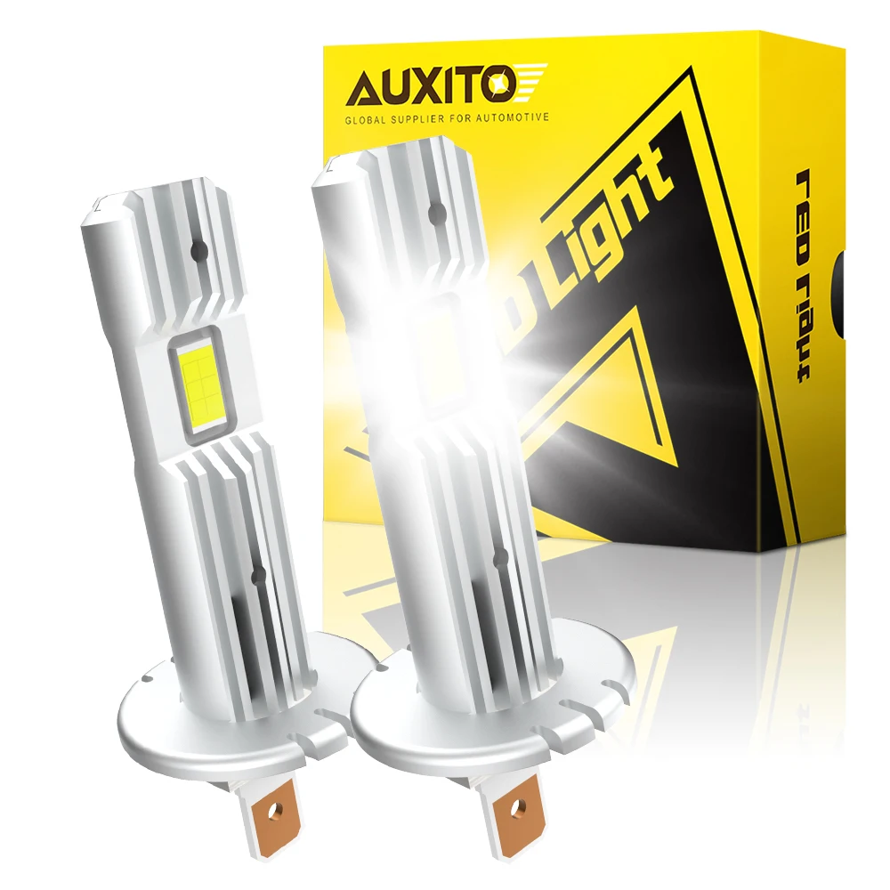 AUXITO 2Pcs 12000LM H1 LED Headlight Bulb H1 LED Canbus Car Head Fog Light Fanless Wireless Mini Size Auto Lamp 12V 6500K White