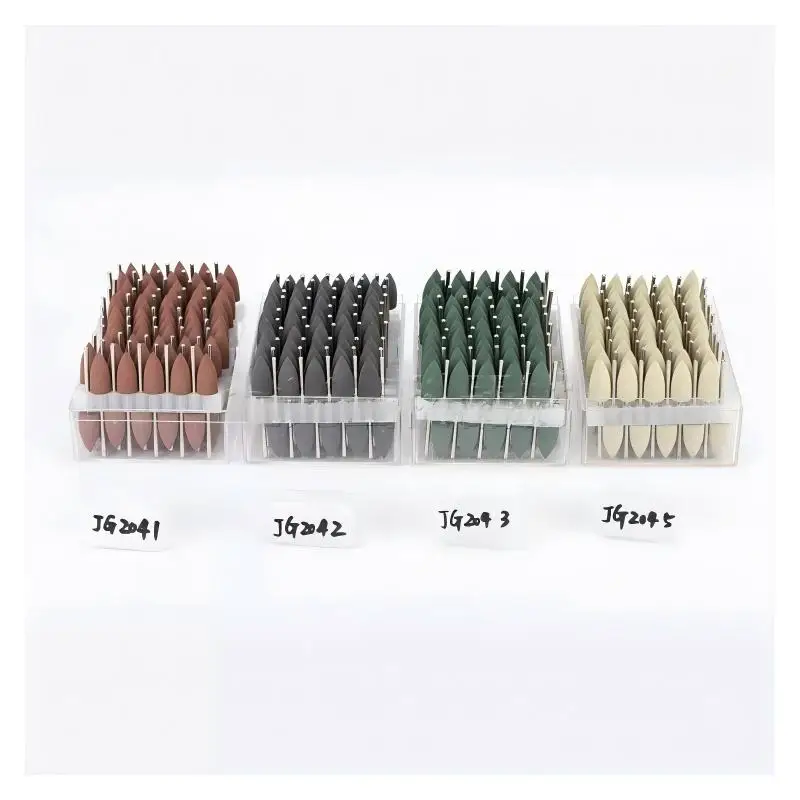 20pcs Dental Silicone Round Polishing Bur Resin Base Flexible Denture Grinding Head Low Speed Handpiece Lab Polishing Tool