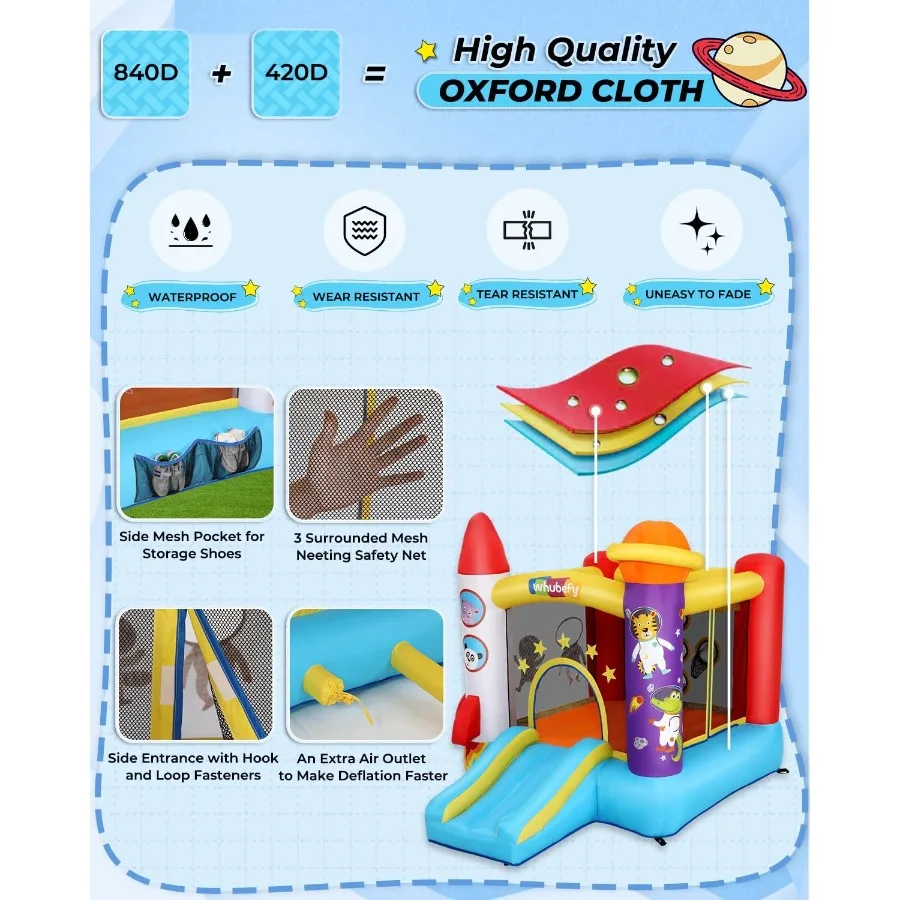 Whubefy Inflatable Bounce House with Slide for Indoor Outdoor Family Fun Featuring Jumping Area Throw Ball Game Fun Photography