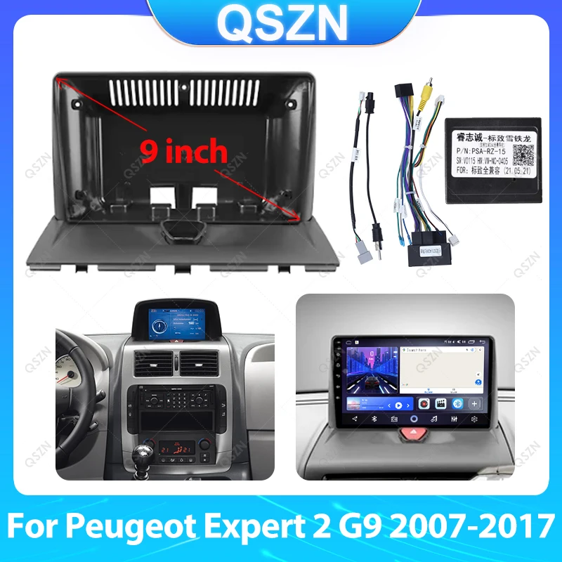 Para Peugeot Expert 2 G9 2007 - 2017 Marco de Radio de coche de 9 pulgadas Panel estéreo arnés cable de alimentación instalación Canbus DVD GPS Mp5