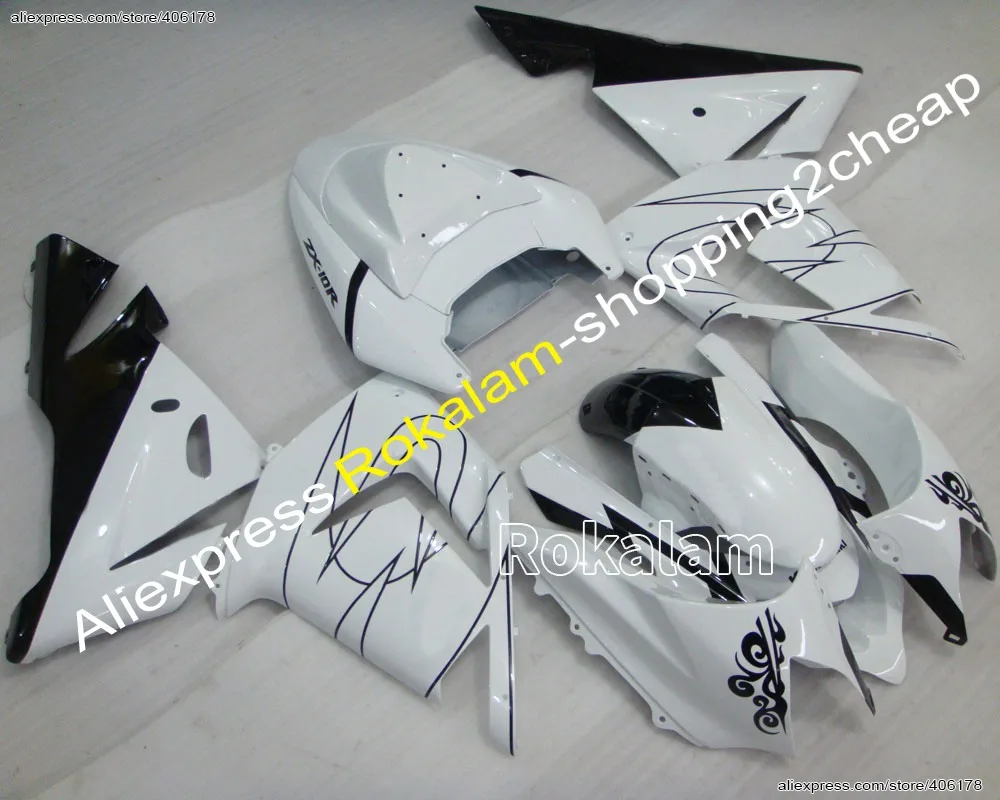 

ZX-10R Motorcycle Fairings For Kawasaki Ninja ZX10R 04 05 2004 2005 White Sport Bike Fairing Sets (Injection Molding)