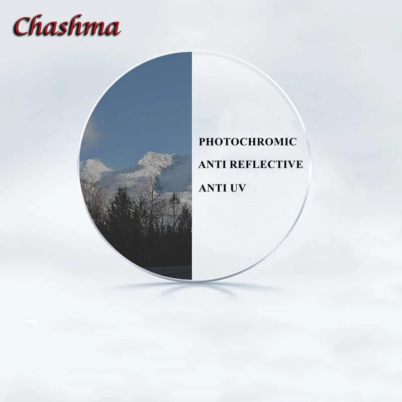 Chashma Chameleon Glass Color Change Photochromic Mono Single Vision 1.61 Index MR-8 Anti Break Durable Transition Lens for Eye