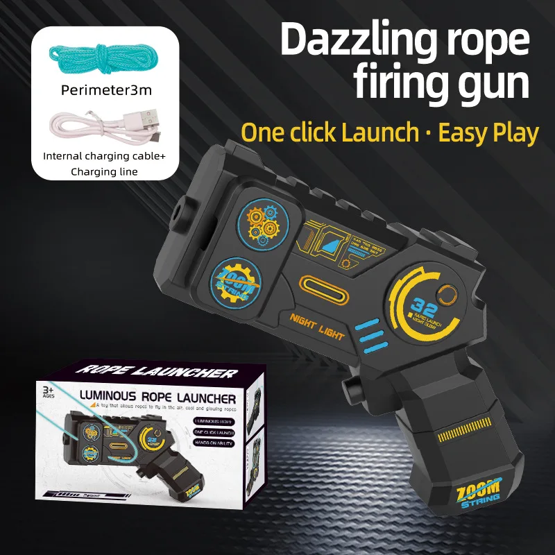 Pistolet do rzucania liny z podświetleniem, kreatywna zabawka na imprezy i aktywności na świeżym powietrzu, zabawa rodzic-dziecko, prezenty.