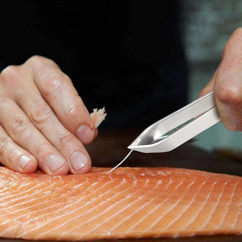 

6pcs Stainless Steel Tweezers Manual Plucker Removal Tool Food Pliers Deboner FishBone PigHair ChickenDuck Hair