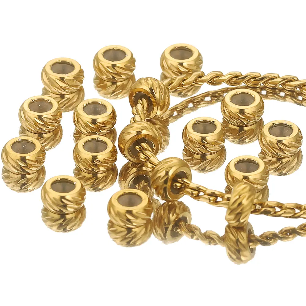 10PCS 6 8 10 Mm Stainless Steel Adjustment Silicone Beads Jewellery Making Gold Stopper Spacer Beads for Bracelets DIY Materials