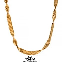 Yhpup Stylish Unique New Snake Chain Stainless Steel Necklace Bracelet Jewelry Set 18K Gold Plated Trendy Women Collar Bijoux