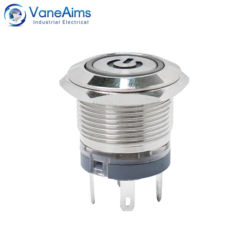 High current 15A metal stainless steel button switch pressing 19MM momentary switch self-recovery and self-locking 12V24V220V