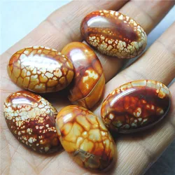 6PCS 20X30MM Natural Ancient Gemstone Cabochons Oval Shape 20X30MM Crack Brown Colors No Hole DIY Jewelry Accessories Free Ships