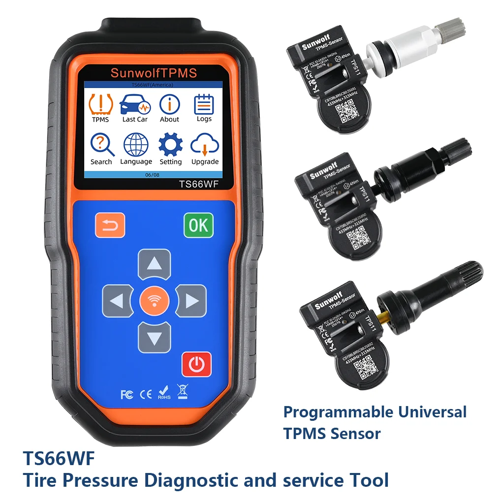 TS66WF TPMS Diagnostic Tool Wifi Upgrade Tire Pressure Sensor Programming Code Reader Wireless Bluetooth OBD2 Scanner