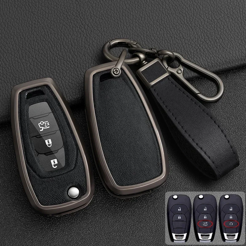 

Zinc Alloy Leather Car Key Case Cover For Chevrolet Cruze Cross Cobalt Captiva Spark Sonic Aveo Tracker Onix RS Malibu Flip Key