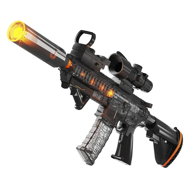 High Pressure M416 Electric Water Gun Toy LED Automatic Rifle Shoot Sight Water Spray Blaster Outdoor Summer Toy for Adult Boy