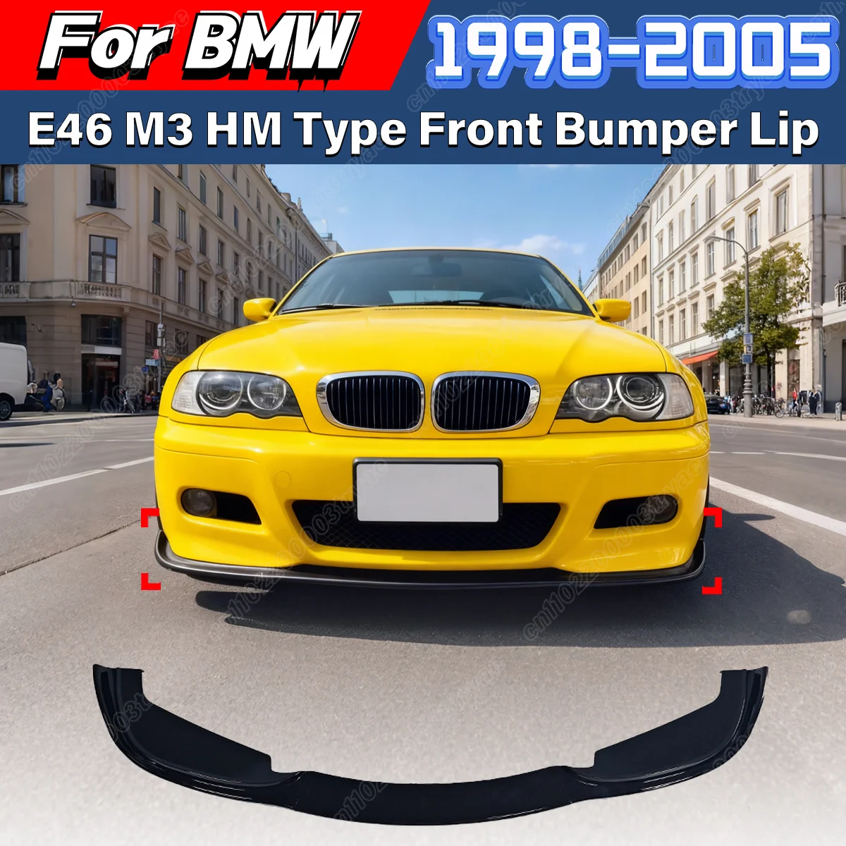 For BMW M3 E46 1998 1999 2000 2001 2002 2003 2004 2005 Automotive Front Bumper HM Type Spoiler Lip Splitter Front Apron Body Kit
