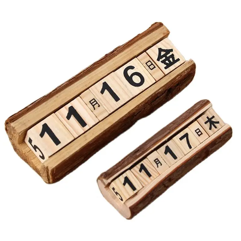 DIY Wood Block Perpetual Calendar Month Date Display Desktop Calendar Wood Calendar Fashion Home Office Decoration Gift