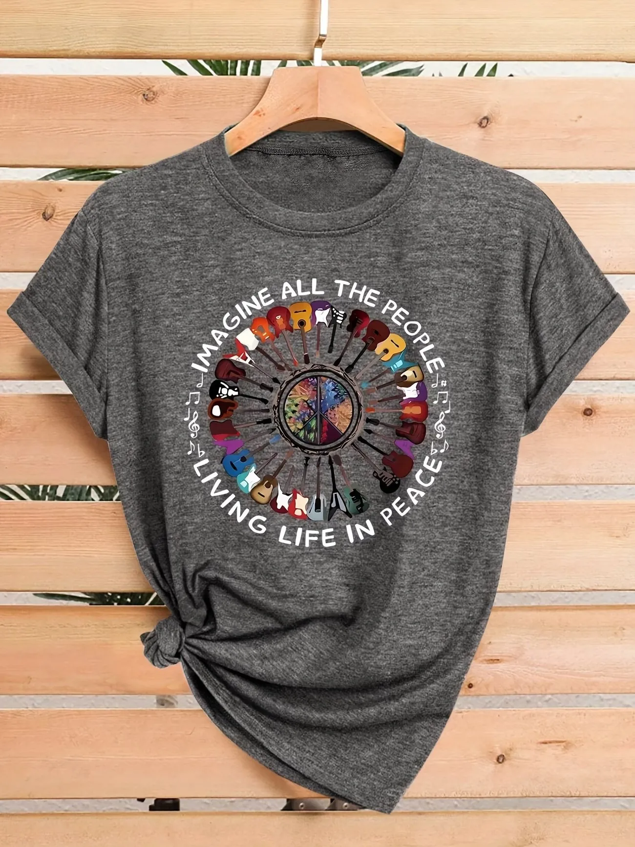 Funny Motivational Music Print Graphic Women Short Sleeve T Shirt Y2k Women Round Neck Retro Tshirt Woman