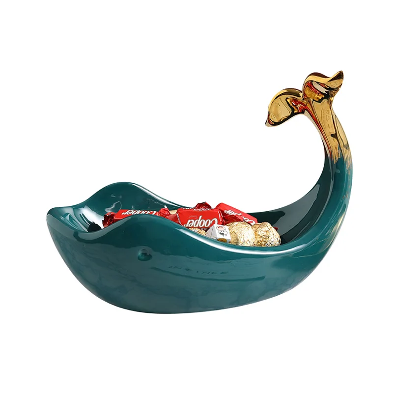 Ceramics Whale Figurine Storage Tray Decorative Porcelain Titan Organizer Vessel Houseware Ornament Craft Furnishing