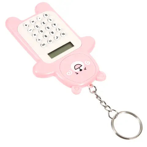 Compact Mini Calculator Keychain Small Hanging Calculator Portable Decorative Pendant Student Basic Computing Tool