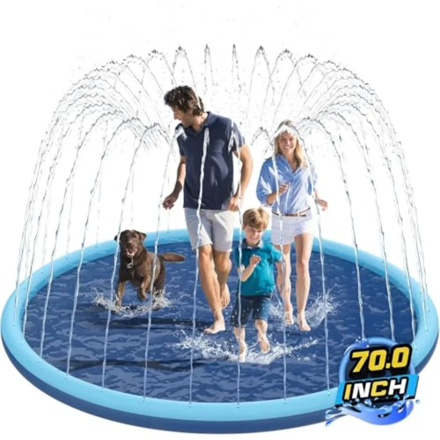 

Non-Slip Splash Pad for and Dog, 70" Extra Large Baby Play Mat, Dog Pool Toys, Thicken Sprinkler Pool Summer Outdoor Water Toys