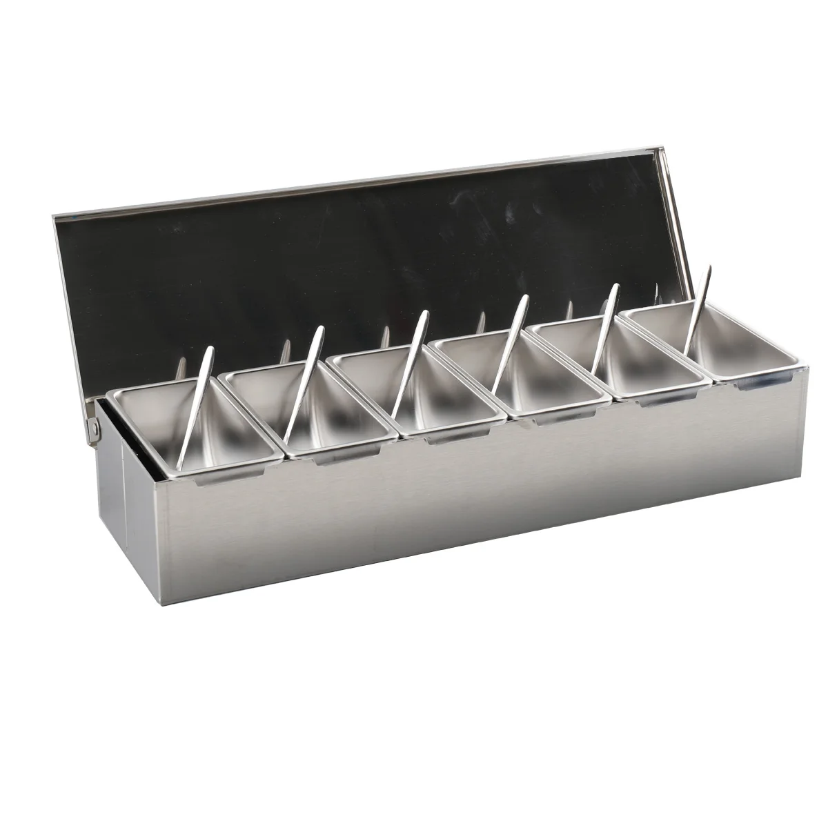 6-teilige Zutatenbox aus Edelstahl für Salz, Zucker, Käse, Soße, Gewürzbox, Pizza, Werkzeug, Snack-Aufbewahrungsbox – Detail 14