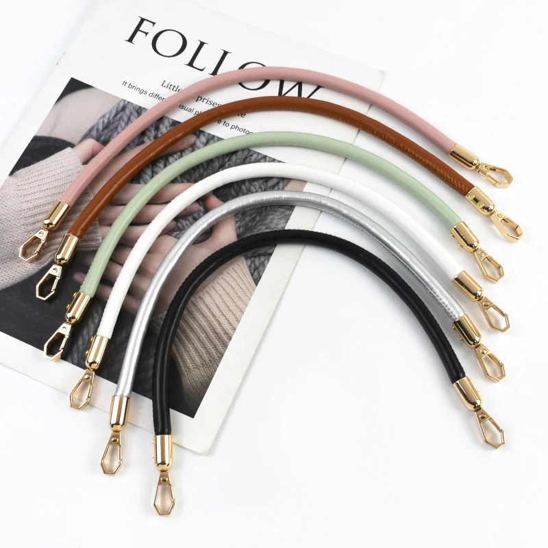 2Pcs Deepeel 30/40/60cm PU Leather Bag Handles with Metal Clasps Handbag Purse Replacement Strap DIY Bags Accessories