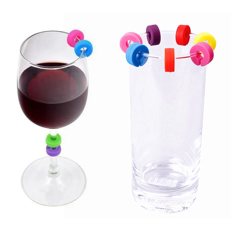 12 Pieces Color Random Silicone Wine Glass Marker Juice Glasses Cup Labels Tags for Outdoor Wedding Engagement Party Accessories