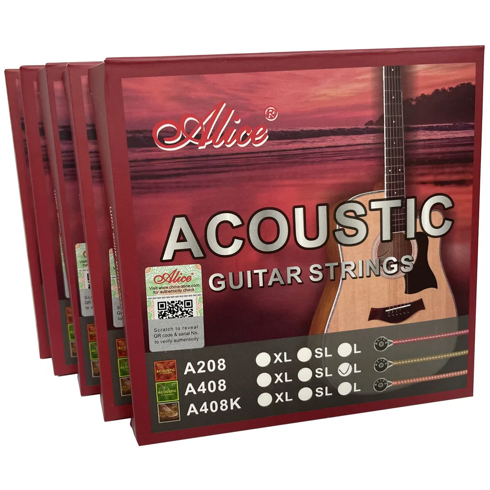 

Wholesale Lot of 5 sets Alice A408-L Acoustic Guitar Strings 6-string Set Light