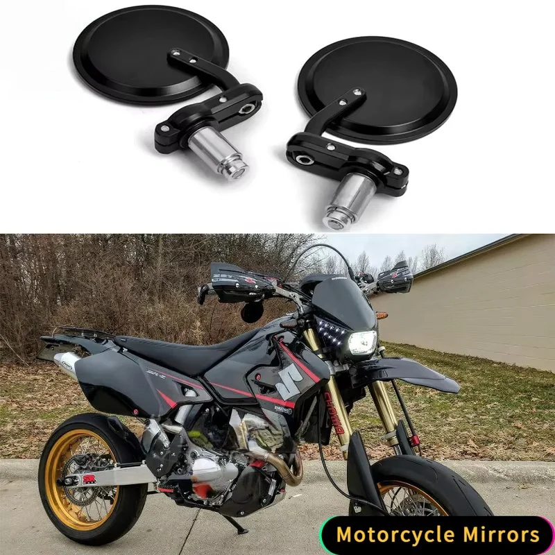 CNC Foldable Round Bar‑End Rearview Mirrors, 7/8 Inch Motorcycle Side Mirror for Suzuki DRZ400 DRZ400SM Street Bike & Yamaha