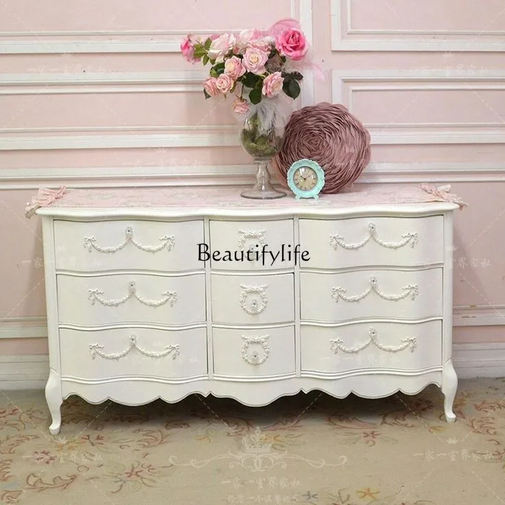 - * خزانة مدخل من الخشب الصلب المنحوت على شكل زهرة، خزانة تخزين لغرفة النوم في الريف الأمريكي #3