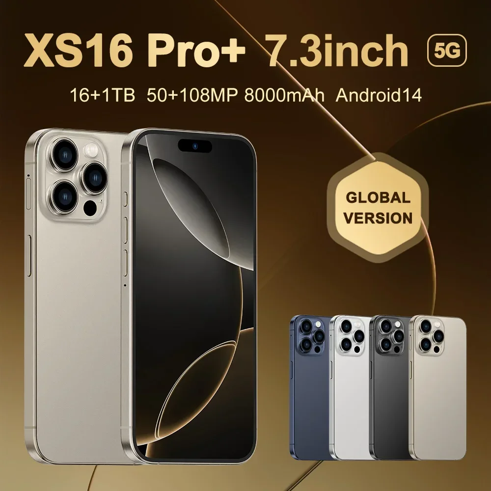 

Brand New Original 16GB+1TB For Smartphone 7.3 inch XS16 Pro+ Full Screen 4G 5G Cell Phone 8000mAh Mobile Phones Global Version