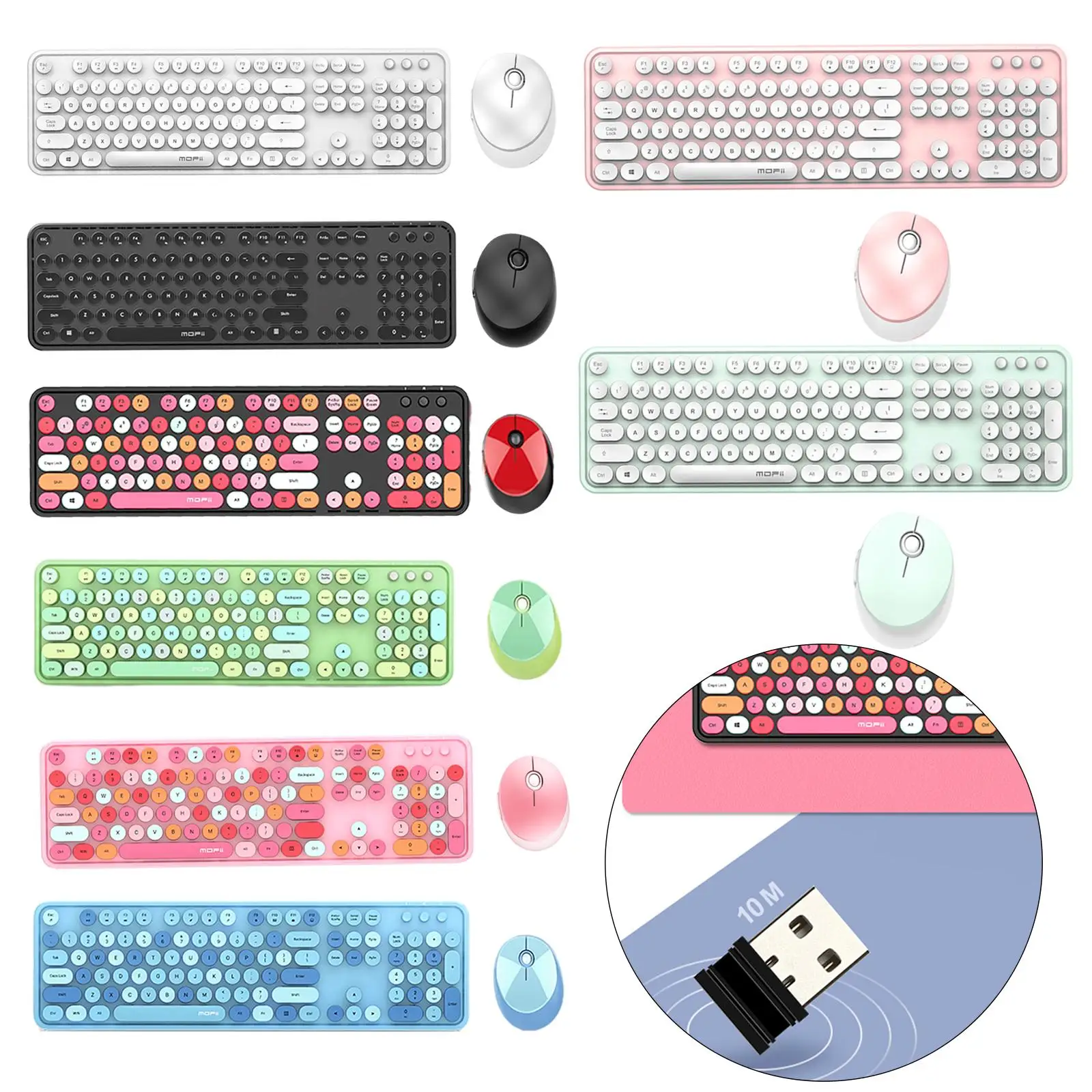 Retro Typewriter Wireless Keyboard with Mouse Kit for Girls Cute