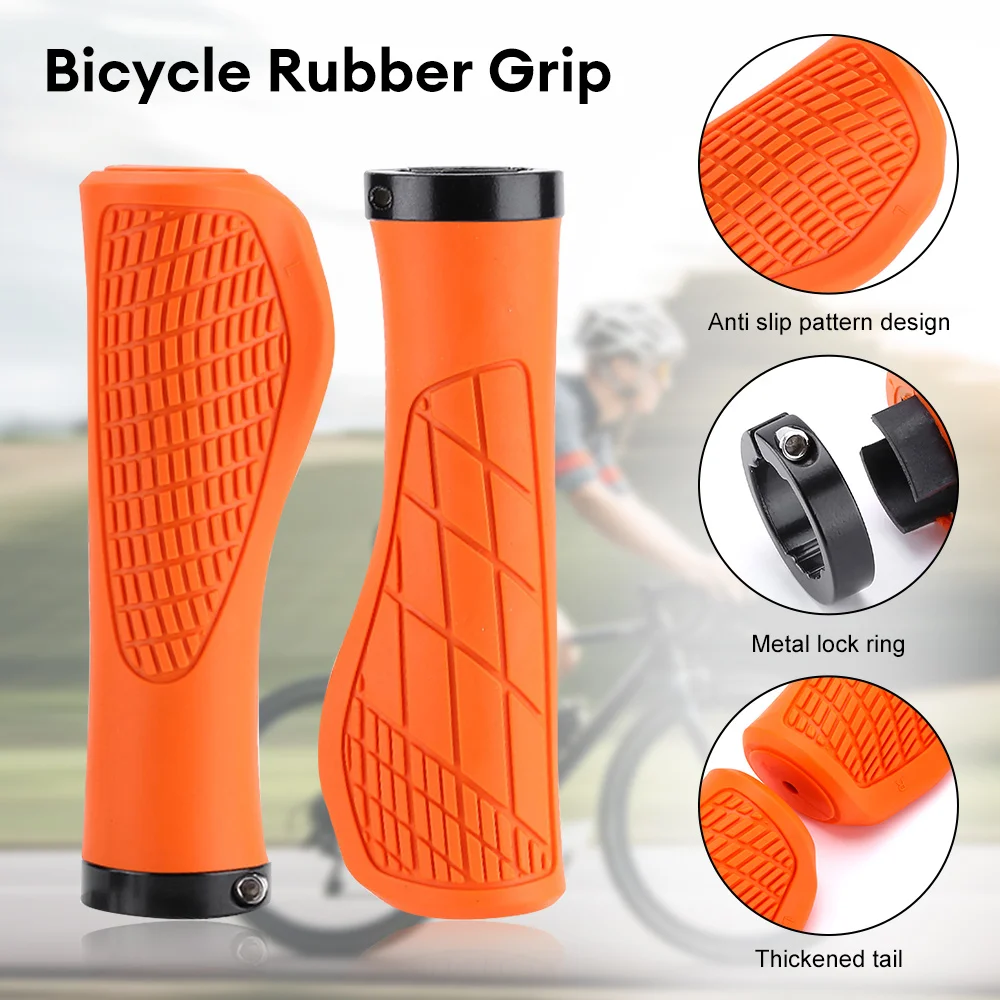 Antiderrapante Mountain Bike Handlebar Grip, Borracha macia, Anti-Skid, Bloqueáveis apertos de bicicleta, Peças de bicicleta, Confortável, 1 par