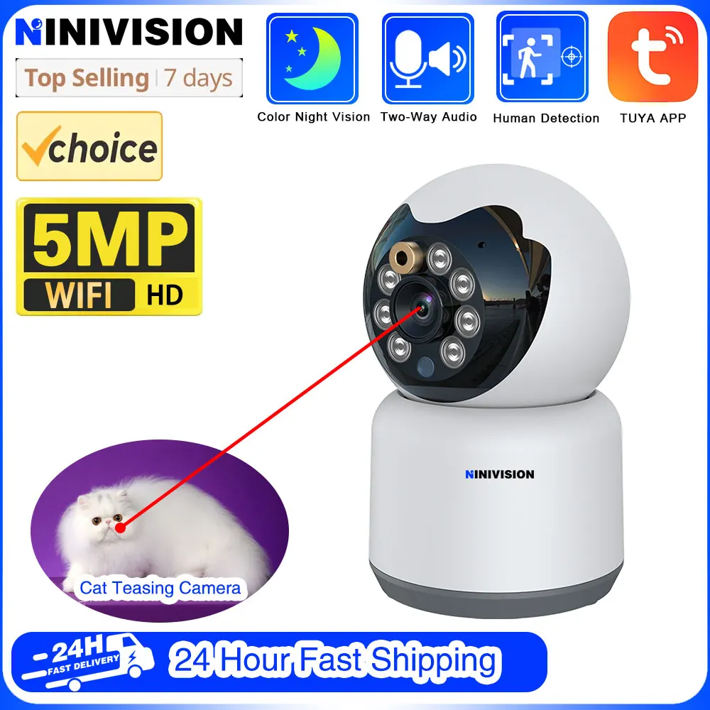 camera de vigilancia sem fio com tuya casa inteligente 5mp rastreamento cat camera ptz wifi rastreamento automatico seguranca baby monitor 01