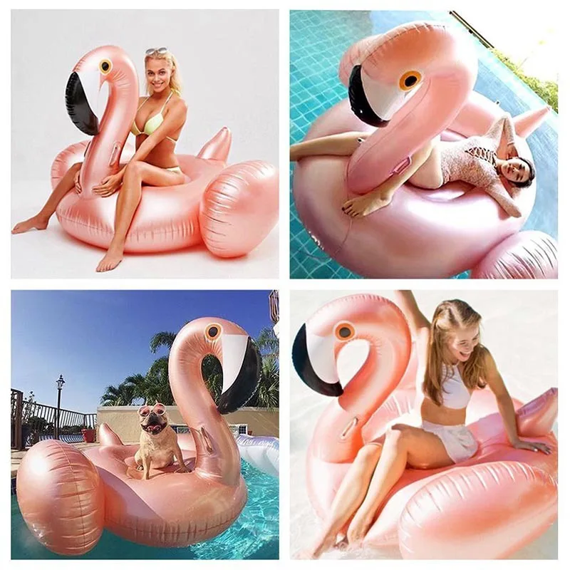 Juguetes acuáticos gigantes, estera flotante, flamenco rosa, fila flotante inflable de PVC gruesa, colchones de aire, juguetes de fiesta de agua para regalo de verano