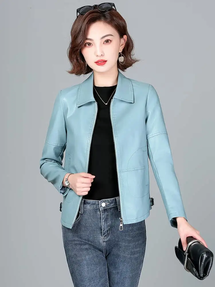 

Real Leather ort Jaet Women's Slim Fit Spring Autumn New Sle Versatile Korean Version eep Skin Coat Trendy