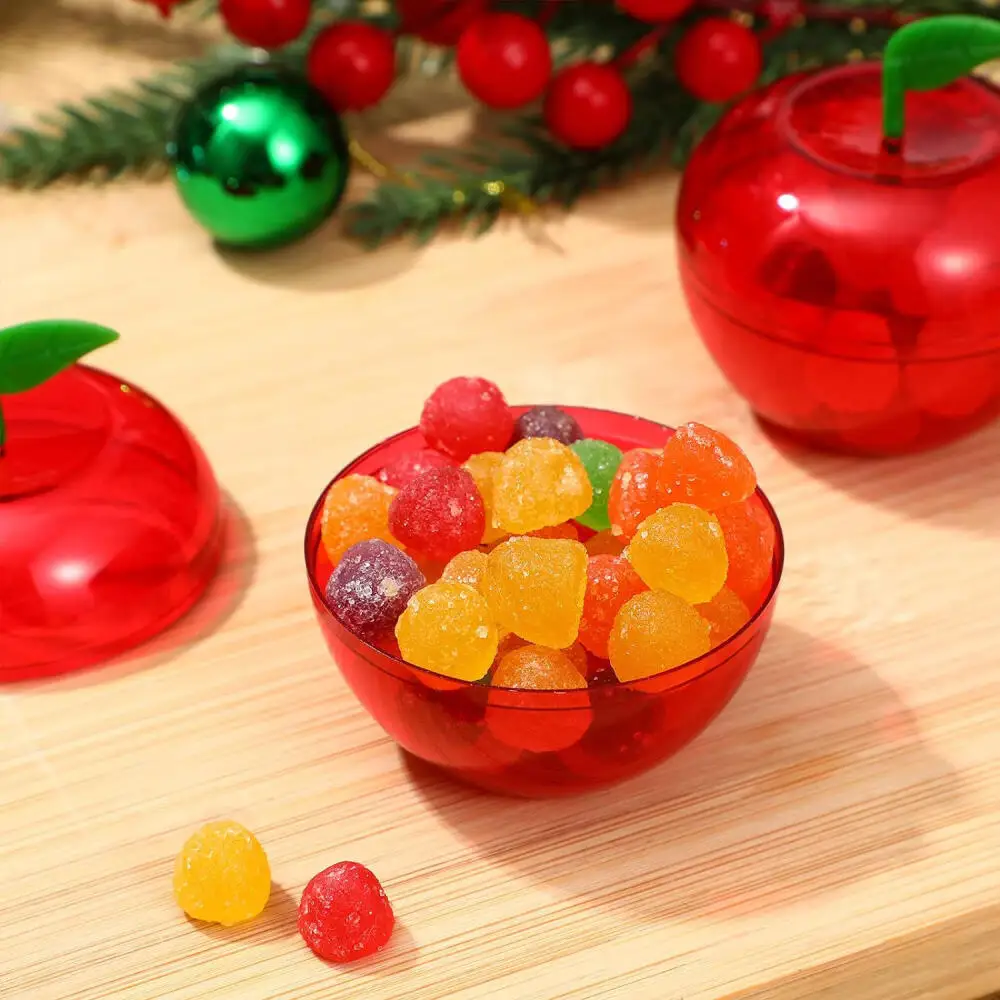 20pcs Apple Containers Snow White Decorations Plastic Cookie Jars Red Apple Container Candy Boxes Apples Gift Party Favor