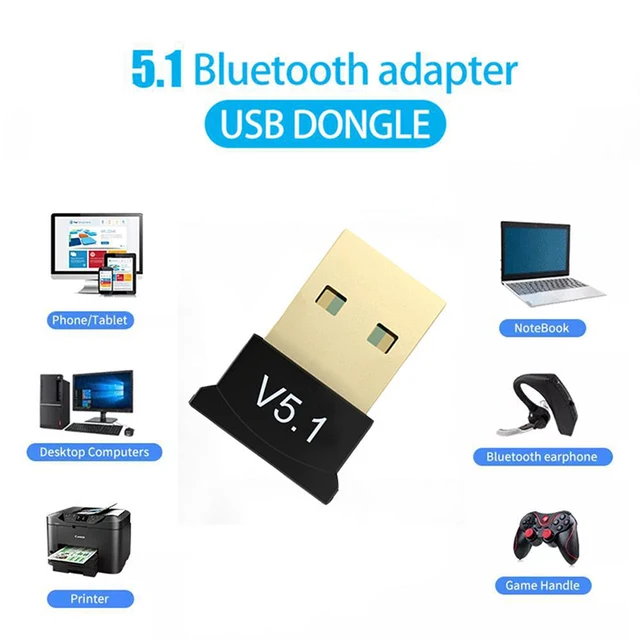 MINI USB Bluetooth 5.1 Adapter Dongle do komputera Laptop mysz klawiatura Tablet/telefon drukarka gra głośnik bezprzewodowy odbiornik transmisji