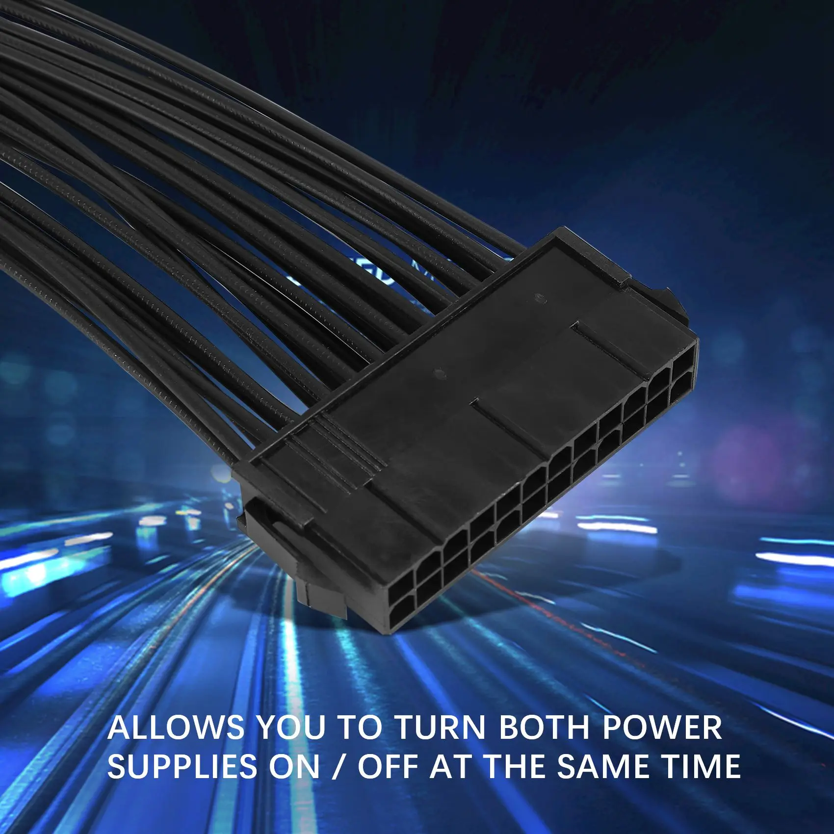 Compact Power Supply Splitter, Dual PSU Cable Adapter 24 Pin 20+4 Pin ATX Motherboard Adapter Extension Cable Dual 24-Pin Mining