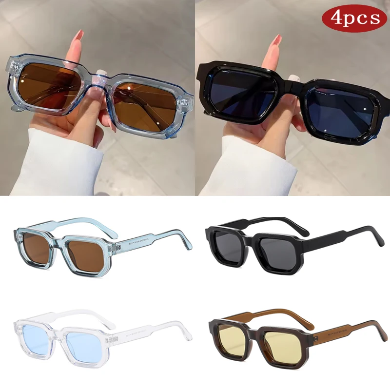 1/4pcs Fashion Small Frame Square Sunglasses Women Fashion Brand Sunscreen Colorful Sun Glasses Female Simple Style Eyewear