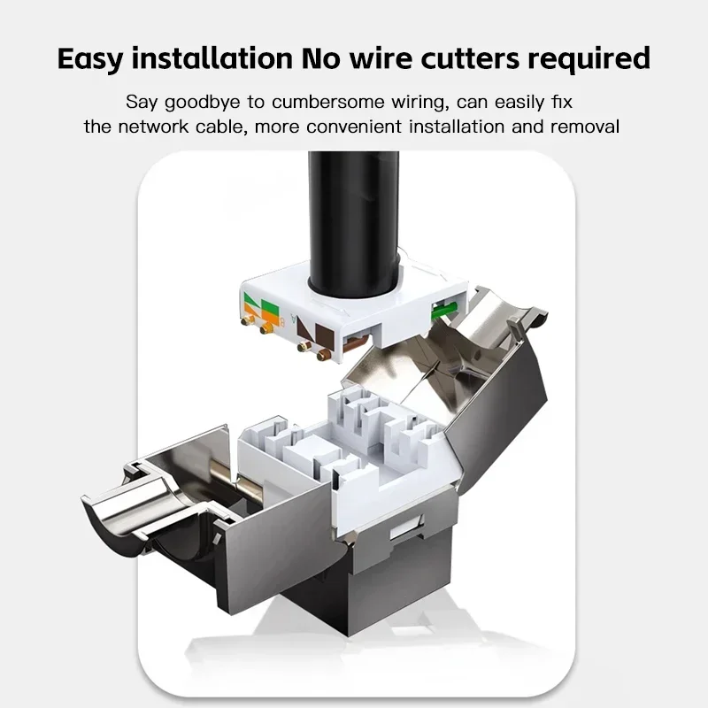 Conector de módulo de aleación de zinc FTP con ranura blindada Keystone RJ45, inserto de red, acoplador sin herramientas, enchufe de Internet, CAT6A, CAT7, 10 GB