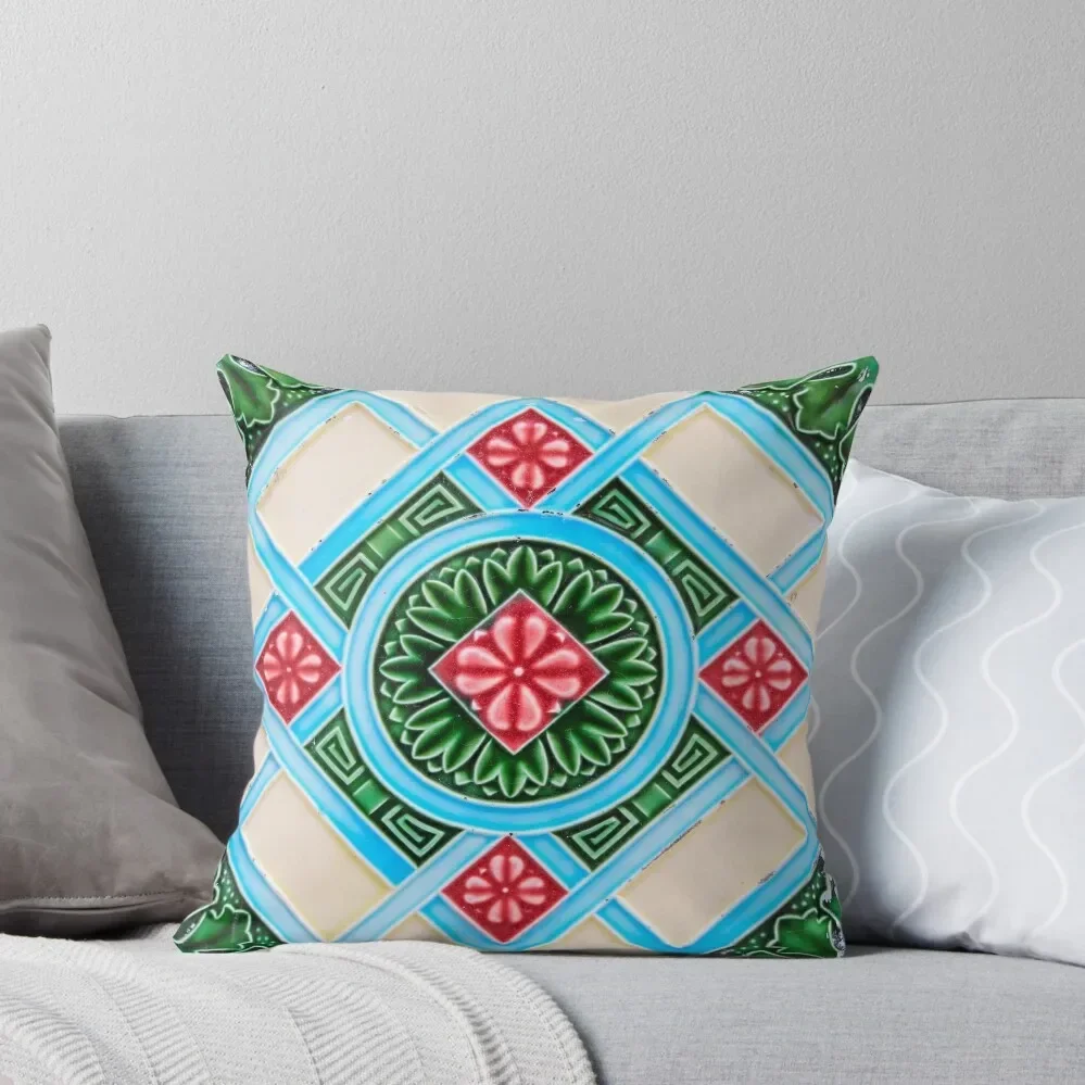 Peranakan Floral Tile Throw Pillow Cushions Pillowcases Pillow Covers Decorative Pillow