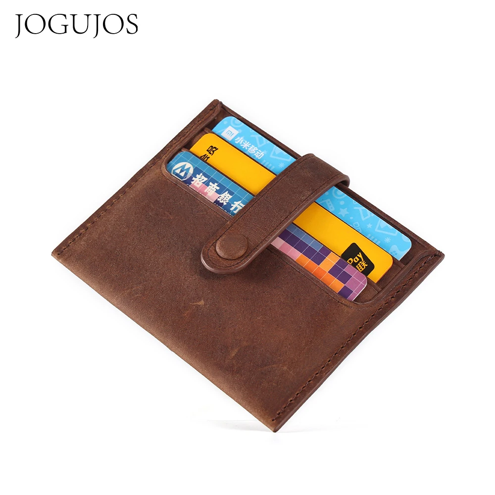 

JOGUJOS Genuine Leather Women Slim Purse Metal Hasp Credit Card Holder Short Small Wallet Retro Money Bag Cash Clip