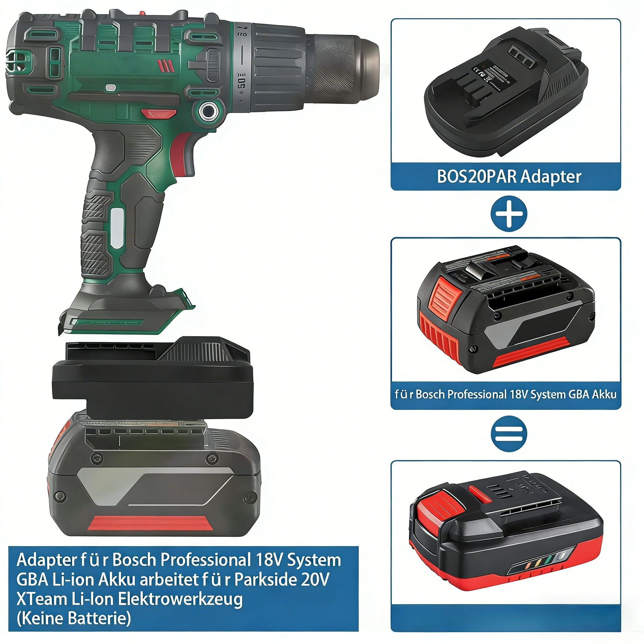 For Bosch To for Parkside BOS20PAR Battery Adapter For Bosch 18V Li-Ion Battery Convert To for Parkside 20V Cordless Drill Tool